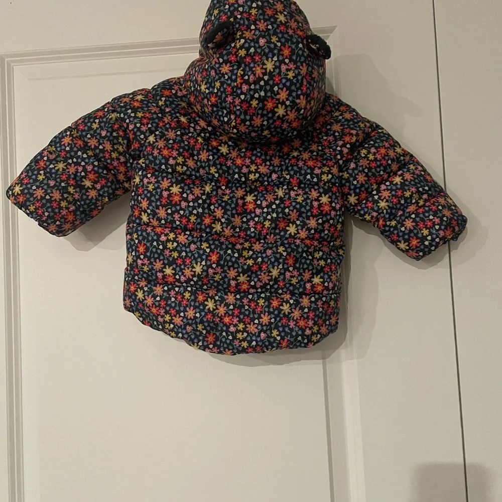 GAP Kids Floral Puffer Jacket with Hood 6-12m